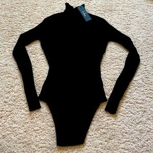 Lulus Crawford black long sleeve mock neck bodysuit (new with tags)